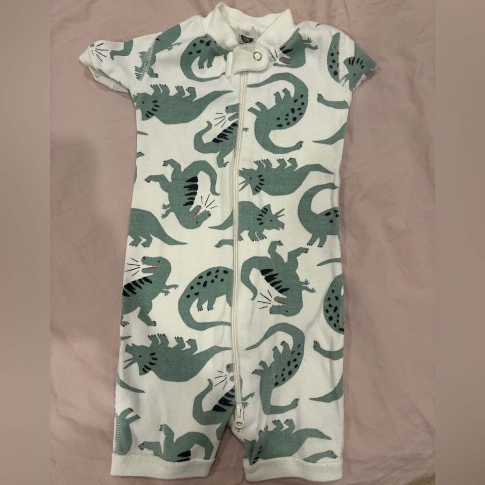 Hanna Andersson Green Dinosaur Onesie
